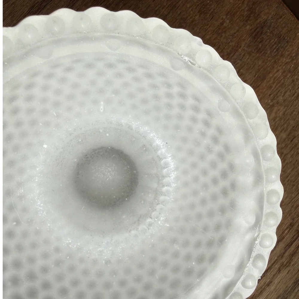 Vintage Fairy Light Lamp Clear Satin Frosted Glass Thousand Eye Hobnail Base